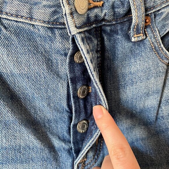 Old Navy High Rise Slouchy Straight Jeans Distressed Medium Wash - Picture 4 of 8